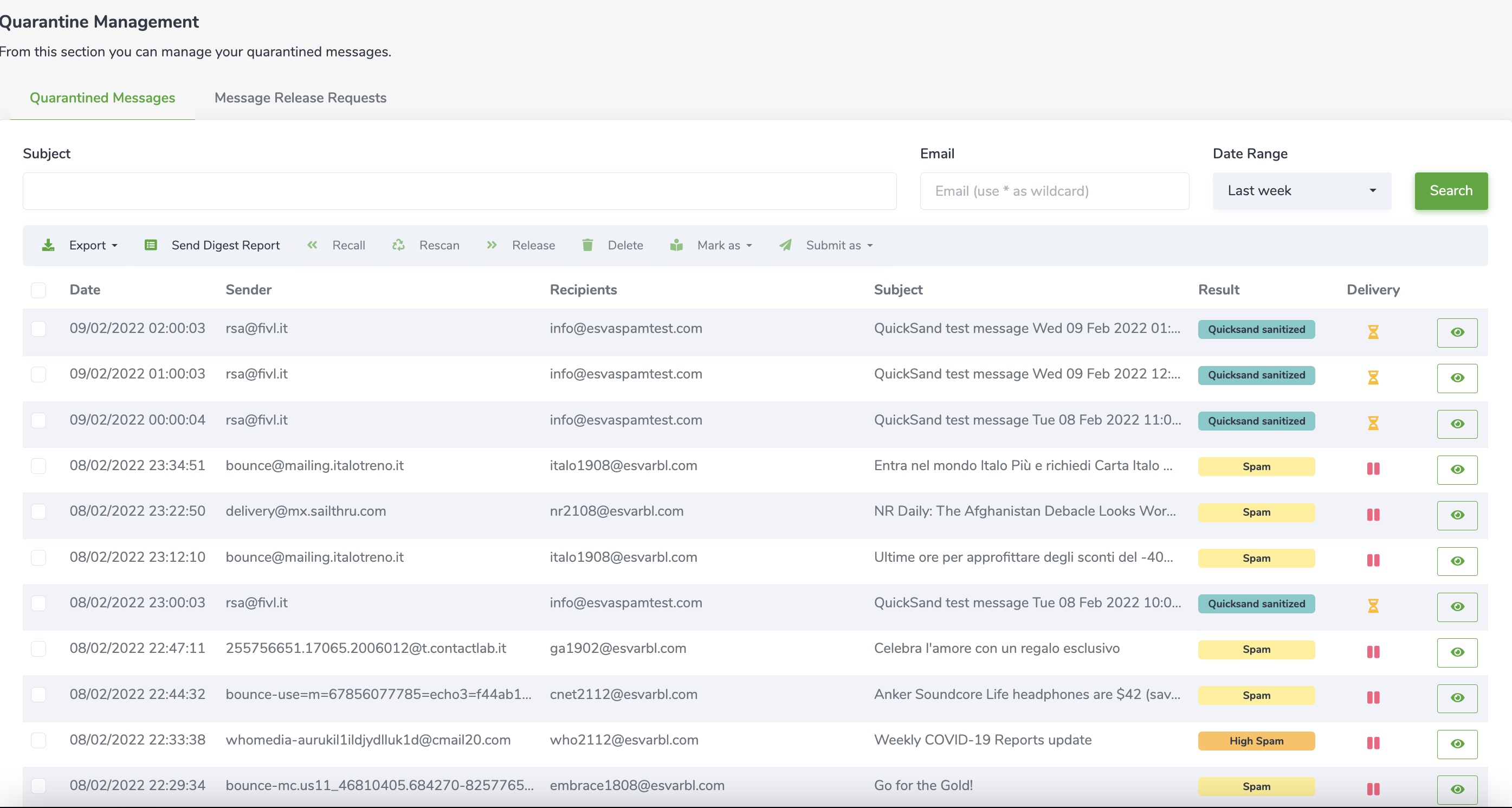 screenshot of Libraesva Email Security